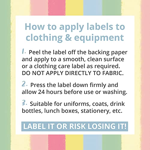 Unicorns & Rainbows | No Iron Personalised Stick On Waterproof Washable Name Labels | 50 Pcs