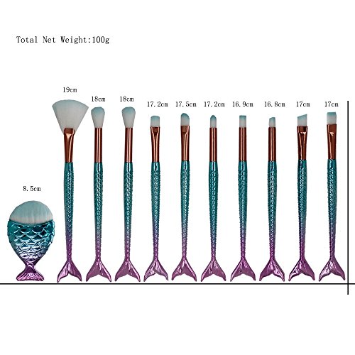 Mermaid Unicorn Makeup Brushes Set, With Bag