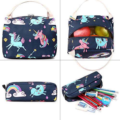 Dark Blue Unicorn Backpack | Lunch Bag |  Pencil Case