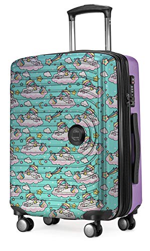 Cabin Sized Unicorn Suitcase | Lilac & Turquoise