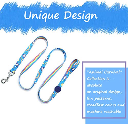 Cute Blue Unicorn Dog Lead & Collar