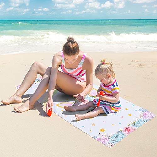 Microfibre Floral Unicorn Beach Towel