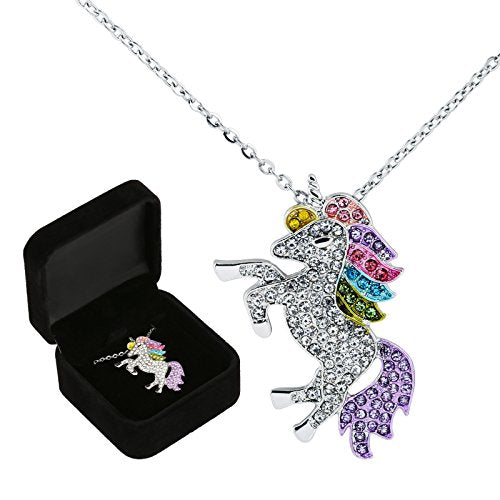 Diamante Rainbow Unicorn Necklace 