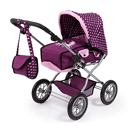 Cute Combi Grande Dolls Pram | Hearts & Unicorn | Purple & Pink
