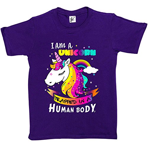 I Am A Unicorn Trapped in A Human Body Kids Girls T-Shirt Purple