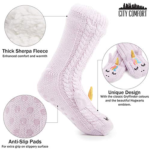 Fleece Unicorn Slipper Socks