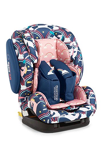 Unicorn themed car seat purple and pink