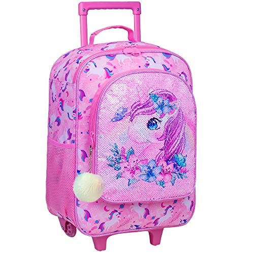 Unicorn Kids Suitcase | Girls Luggage | Pink Sequined