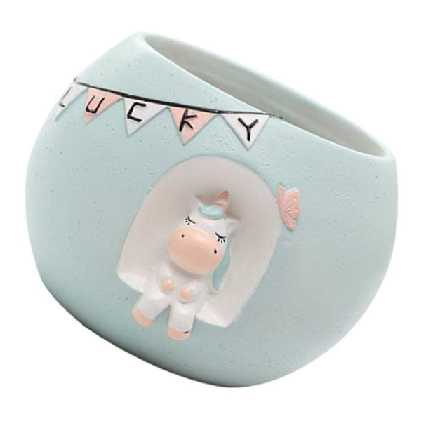 Lucky Unicorn Plant Pot Pastel Blue