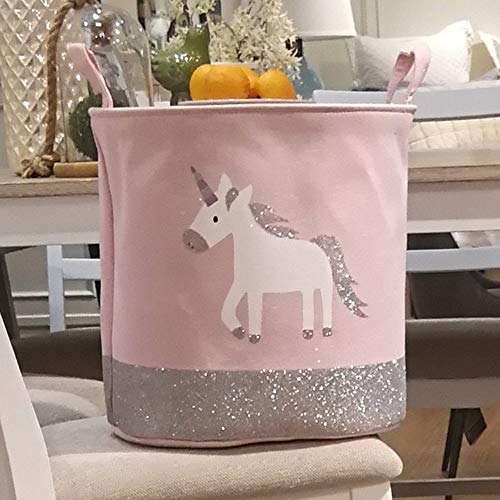 Silver Glitter Pink Toy Storage Basket 