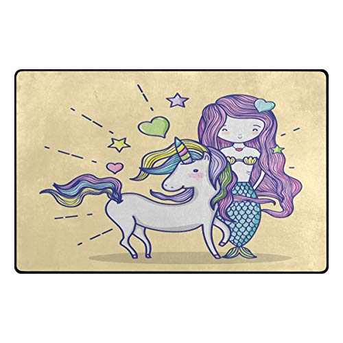 Unicorn Mermaid Rug for Kids Bedroom 78 x 50 cm