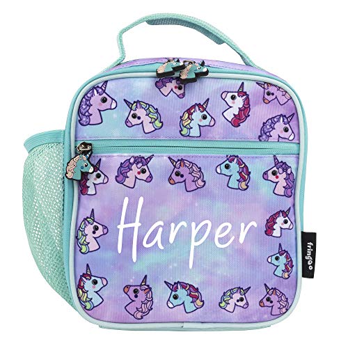 FRINGOO Personalised Unicorn Kids Lunch Bag (Pastel Unicorns)