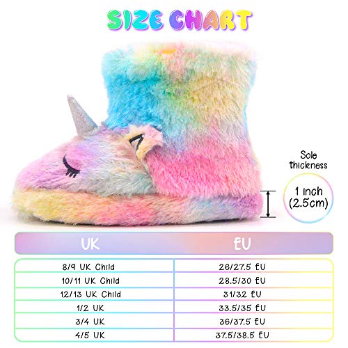 Girls Unicorn Fluffy Boots | Colourful