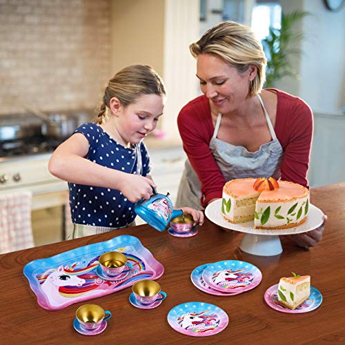 Kids Unicorn Tea Party Pretend Tea Set & Carry Case