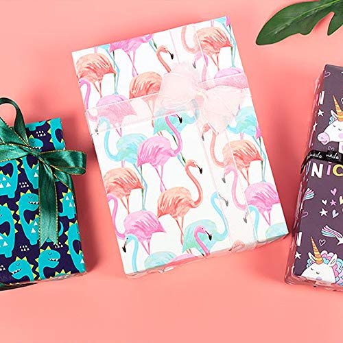 20 Sheets Gift Wrapping Paper - Unicorn, Dinosaur, Flamingo, Animal Zoo (70 x50 cm)