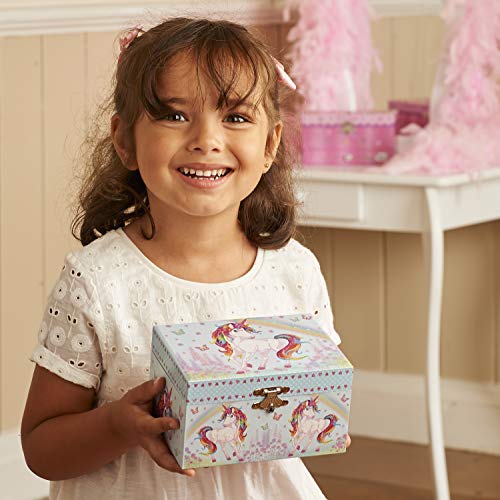 Lucy Locket - Unicorn Musical Jewellery Box for Children - Glittery Kids Musical Box with Twirling Unicorn- Turquoise, Purple