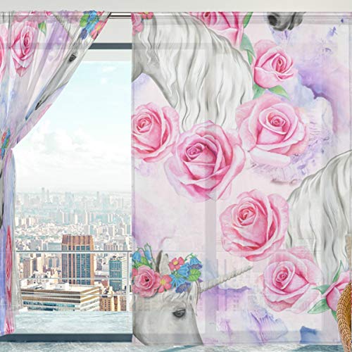 Unicorn Rose Sheer Curtain Voile