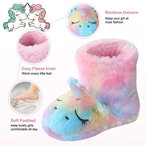 Fluffy Unicorn Slipper Boot | Multi-coloured 