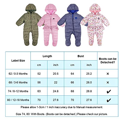 Baby Girls Unicorn Snowsuit | Romper Coat | Jumpsuit | 12-18 Months