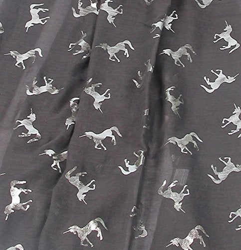 Grey & Silver Metallic Unicorn Women's Scarves