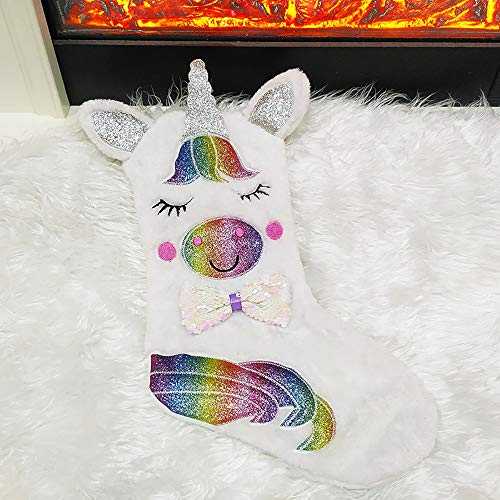 Plush White & Rainbow Unicorn Stocking