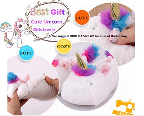 Fluffy Unicorn Slippers White & Multicoloured 