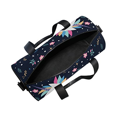 Canvas Barrel Bag Sports Gym Bag | Unicorn Design