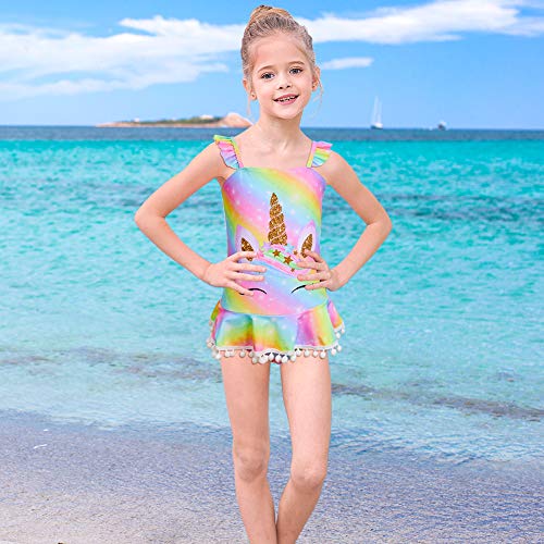 Rainbow unicorn pastel swimming costume kids