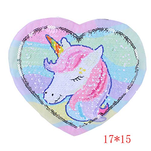 Heart Shaped Unicorn Sequin Patch 