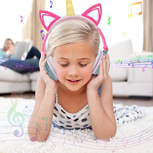 Kids Unicorn Headphones With LED Glowing Ears 