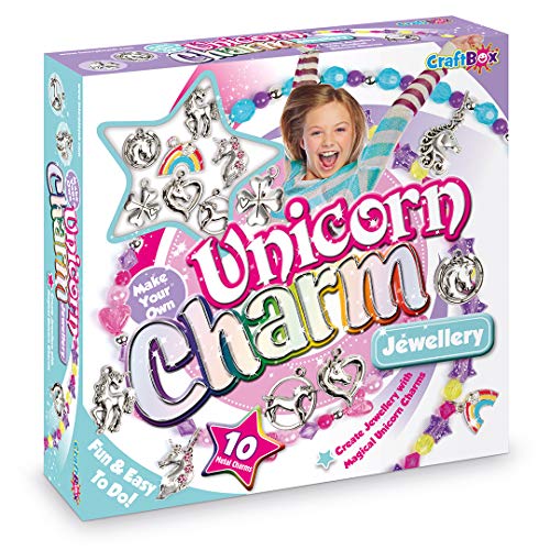 Unicorn Charm Jewellery Craft Set | 10 Metal Charms | Craftbox