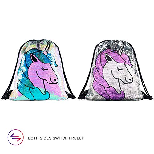 Reversible Unicorn Sequin Drawstring Bag