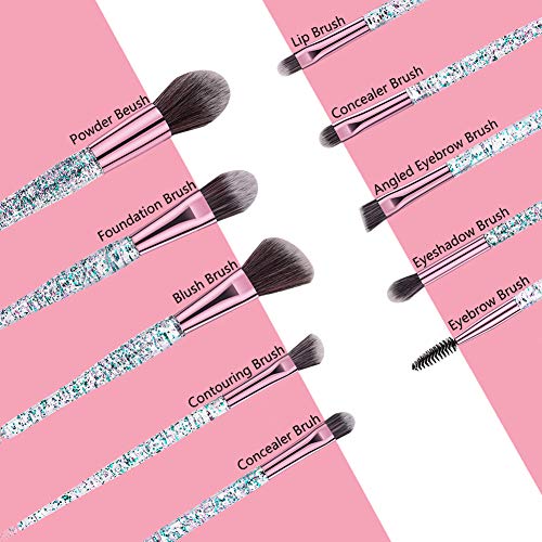 10 Pieces Unicorn Glittered Make Up Brush Set