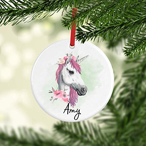 Unicorn Watercolour Personalised Christmas Bauble