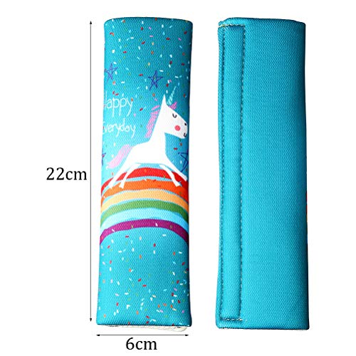 Turquoise Unicorn Rainbow Seat Belt Cover