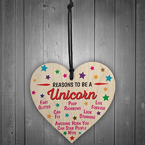 Unicorn Heart Shaped Wooden Plaque - Reasons To Be A Unicorn Novelty