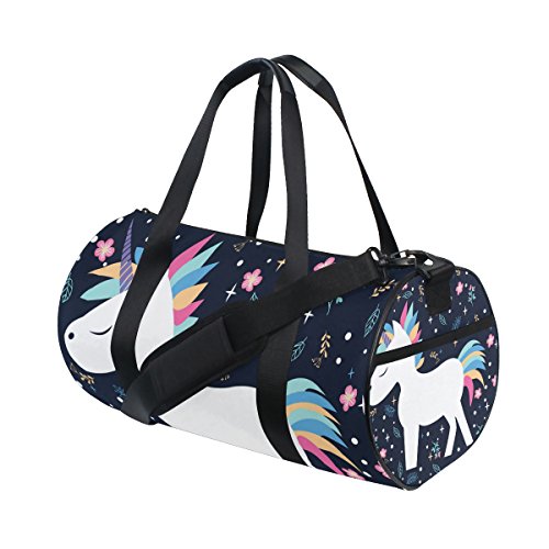Canvas Barrel Bag Sports Gym Bag | Unicorn Design