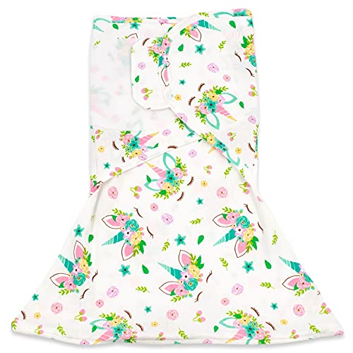 Sleeping Baby Zippy Swaddle | Swaddle Blanket Wrap With Zipper | 100% Cotton | Sleepy Unicorn | Medium/Large)