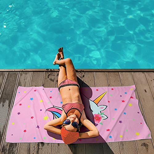 Pink Unicorn Beach Towel