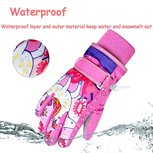 Unicorn Ski Gloves For Skiing | Kids | Pink