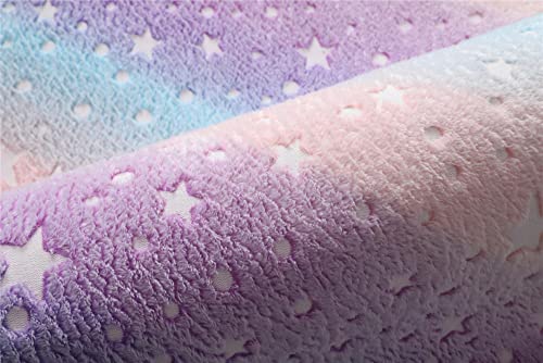 Luminous Area Rug Glow in The Dark Large Soft Rug for Bedroom Living Room Washable Carpet Home Decor Rainbow Stars 120x60cm