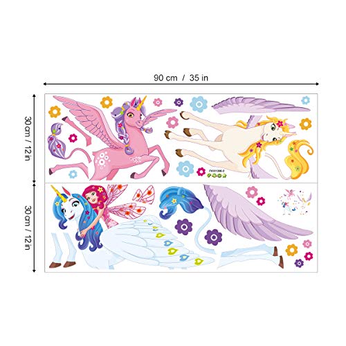 Colourful Unicorn & Fairies Wall Stickers 