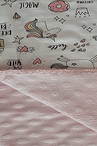 Pink Unicorn Design Double Backed Blanket 