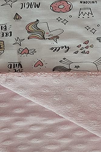 Pink Unicorn Design Double Backed Blanket