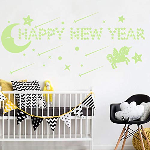 Glow in The Dark Unicorn & Stars Wall Stickers | Kids Bedroom