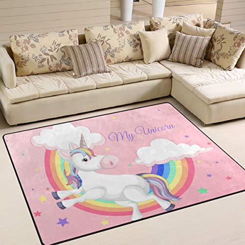 Cute Unicorn & Rainbow Children's Colourful Rug