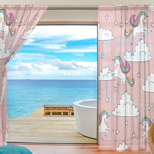Sheer Unicorn Curtains Pink