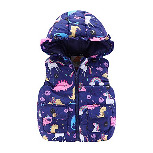 Toddler Girls Unicorn Navy Blue Gilet Outerwear | 3-4 Years