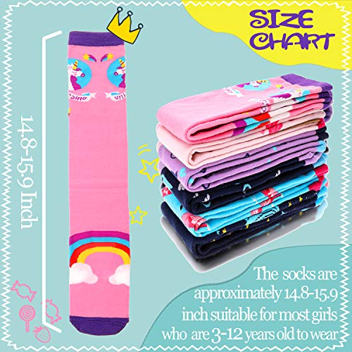 Girls Pink Knee High Socks Unicorn Design 