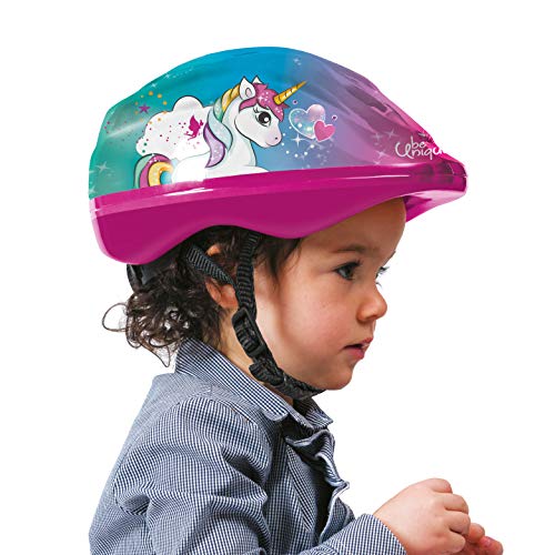 Kids unicorn bike helmet blue, pink, rainbow, hearts